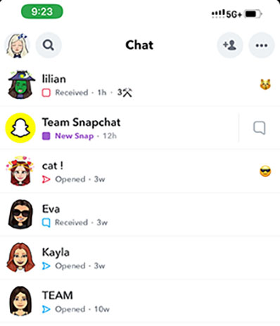 screenshot of snapchat